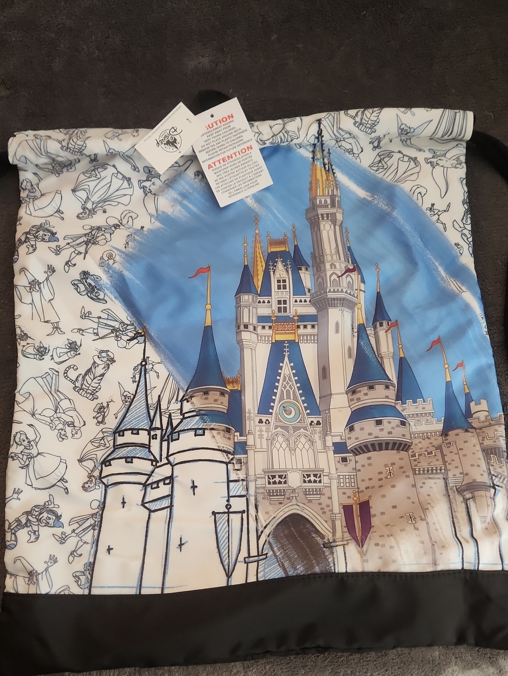 Disney White and Blue Castle Backpack Stringbag